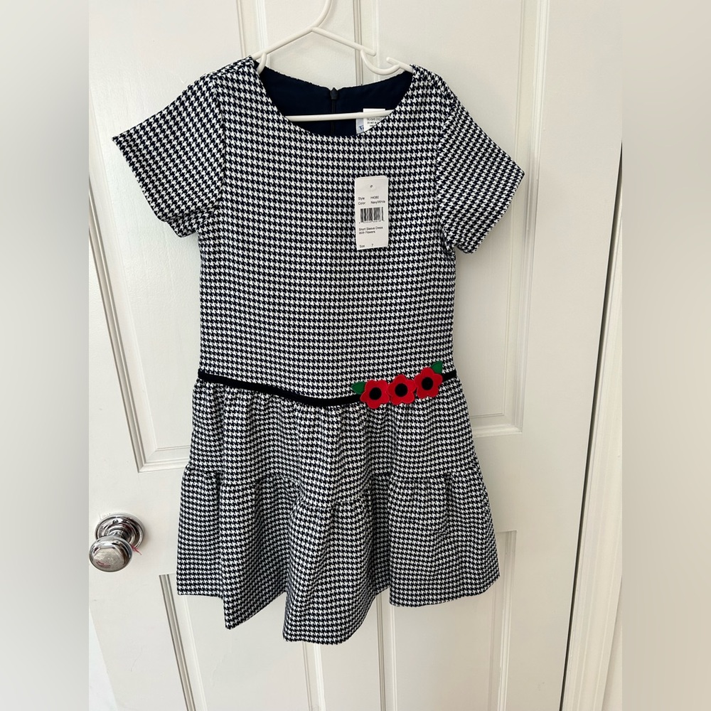 Florence Eiseman girls navy and houndstooth dress